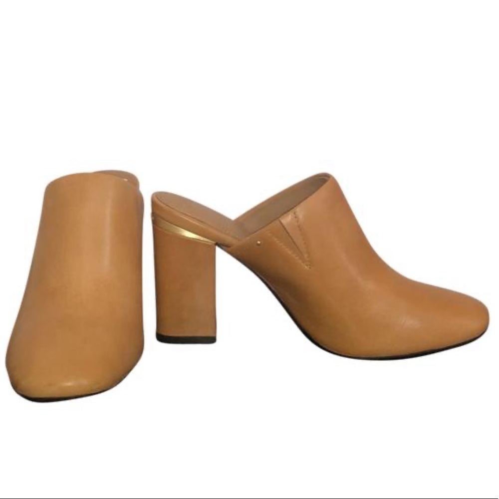 Calvin Klein Tan Leather Mules